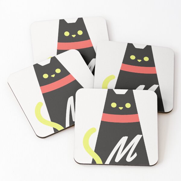 Item preview,  Alphabet  initial Letter M and black,red and yellow  cat designed and sold by dygo1986.