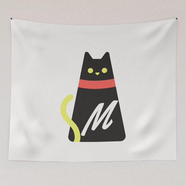 Item preview,  Alphabet  initial Letter M and black,red and yellow  cat designed and sold by dygo1986.