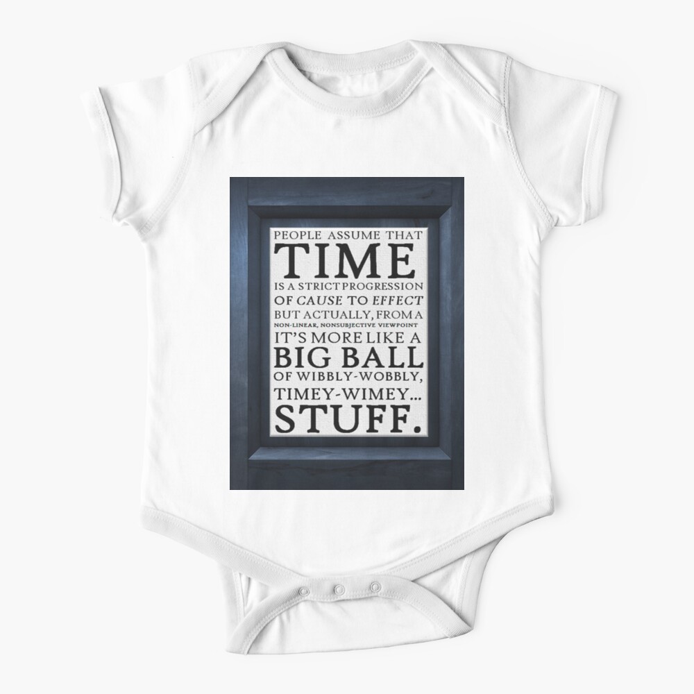 Wibbly Wobbly Timey Wimey Stuff Baby One Piece By Thesoundofdrums Redbubble