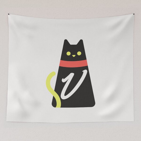 Item preview,   Alphabet  initial Letter V and black,red and yellow  cat designed and sold by dygo1986.