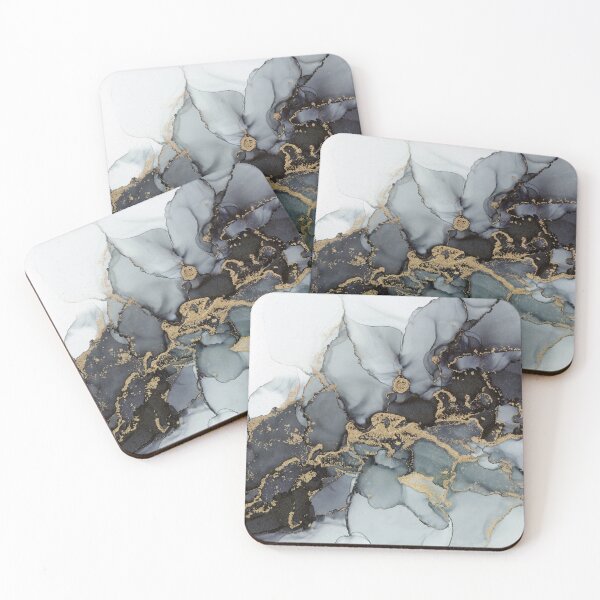 Item preview, Stormy Black Gold Marble Ink Abstract painting designed and sold by Olga Shvartsur.