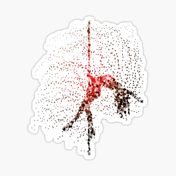 pole dance scattered pattern of circles , red, yellow , brown , black Sticker