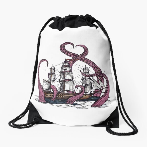 Kraken Attacking A Ship Drawstring Bag