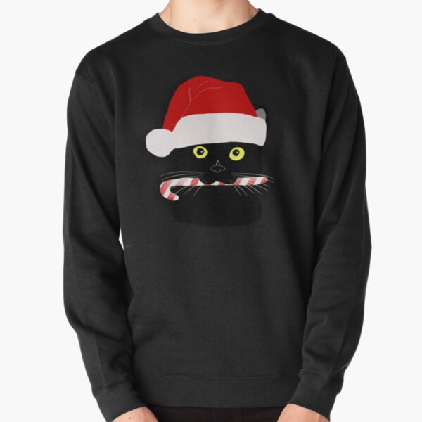 Christmas Cat Closeup Pullover Sweatshirt