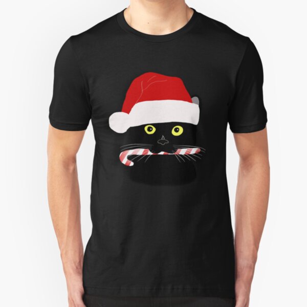 Christmas Cat Closeup Slim Fit T-Shirt
