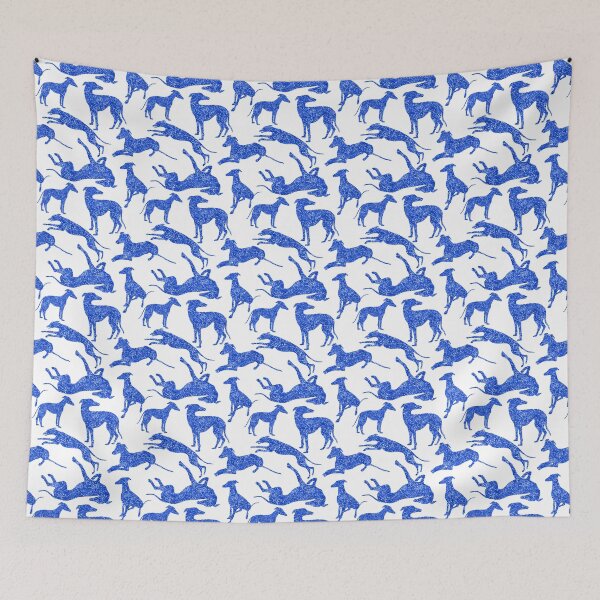 Artikelvorschau, Greyhound Combo im Blue Glitter-Look auf Weiß entworfen und verkauft von GreytGraphicals.