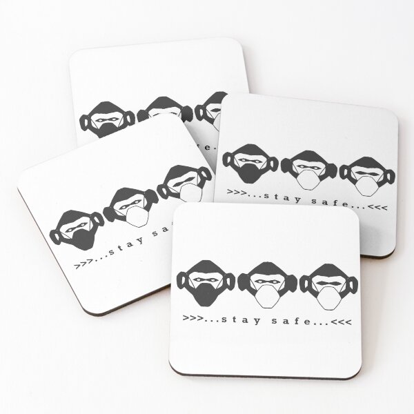 Item preview, Three wise monkeys in safety masks designed and sold by AgniArt.