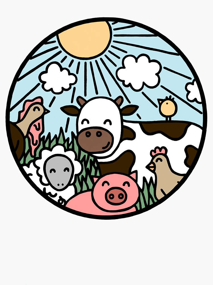 Thumbnail 3 of 3, Sticker, animals are friends not food designed and sold by alanapwoods.