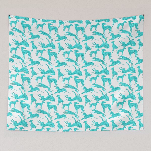 Item preview, Greyhound Combo in Aqua Glitter-look on White designed and sold by GreytGraphicals.