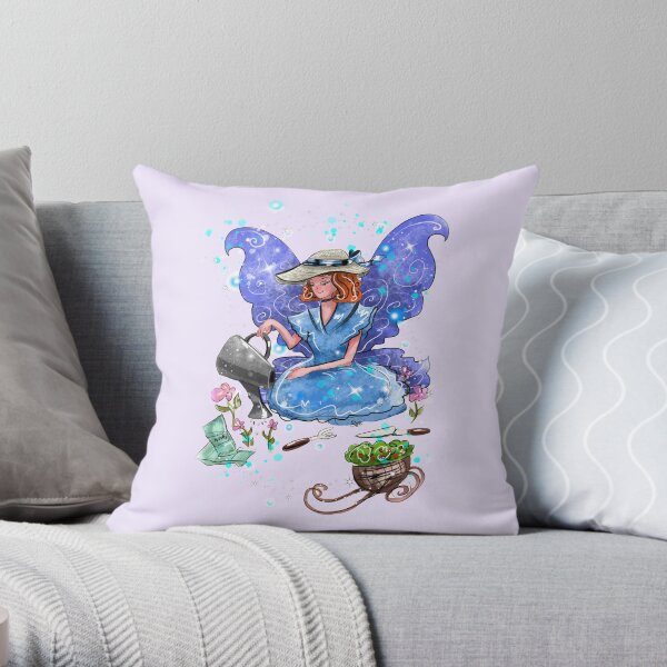 Watrina The Watering Can, Tool And Flowerpot Fairy™ Throw Pillow