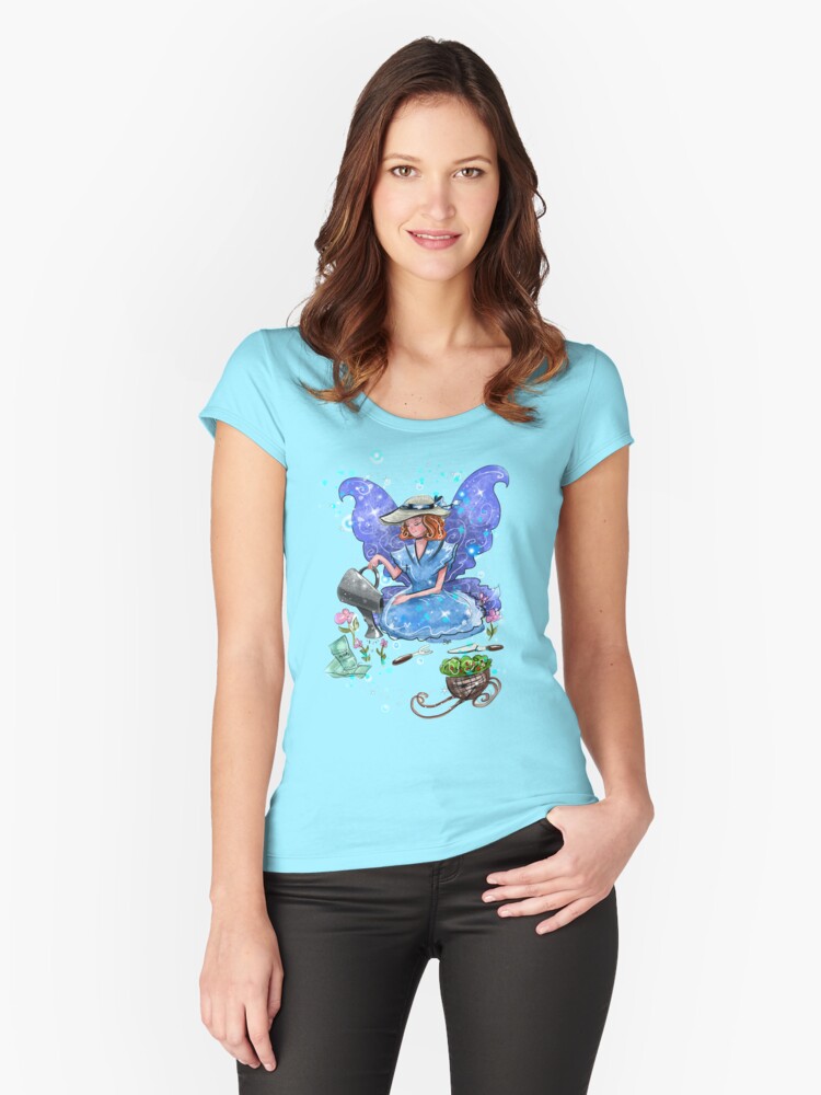 Thumbnail 1 of 3, Fitted Scoop T-Shirt, Watrina The Watering Can, Tool And Flowerpot Fairy™ designed and sold by TeelieTurner.