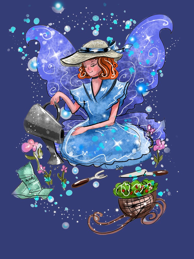 Thumbnail 3 of 3, Fitted V-Neck T-Shirt, Watrina The Watering Can, Tool And Flowerpot Fairy™ designed and sold by TeelieTurner.