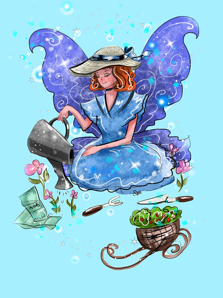 Thumbnail 3 of 3, Fitted Scoop T-Shirt, Watrina The Watering Can, Tool And Flowerpot Fairy™ designed and sold by TeelieTurner.