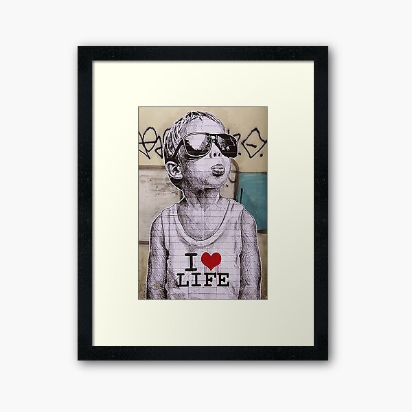I love life boy graffiti street art Framed Art Print