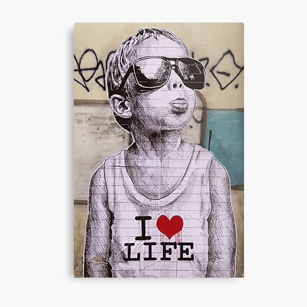 I love life boy graffiti street art Metal Print