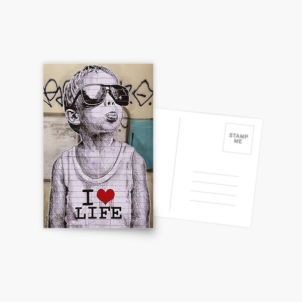 I love life boy graffiti street art Postcard