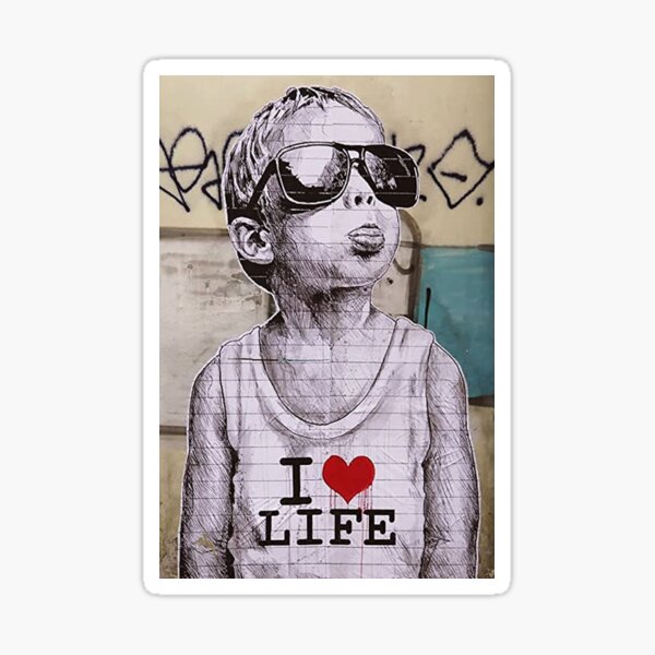 I love life boy graffiti street art Sticker