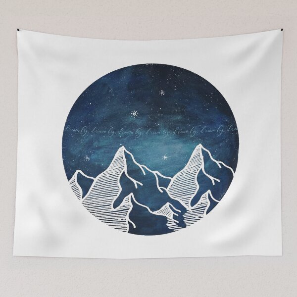 Item preview, Dream Big / Watercolor Mountains / Night Sky / Galaxy / Stars / Sticker / Circle designed and sold by AnnaWander.