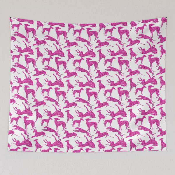 Item preview, Greyhound Combo in Pink Glitter-look on White designed and sold by GreytGraphicals.