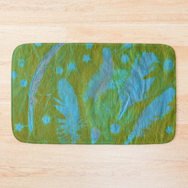 Item preview, Feathers on Turquoise Gelli Plate Print designed and sold by LymphomaLass.