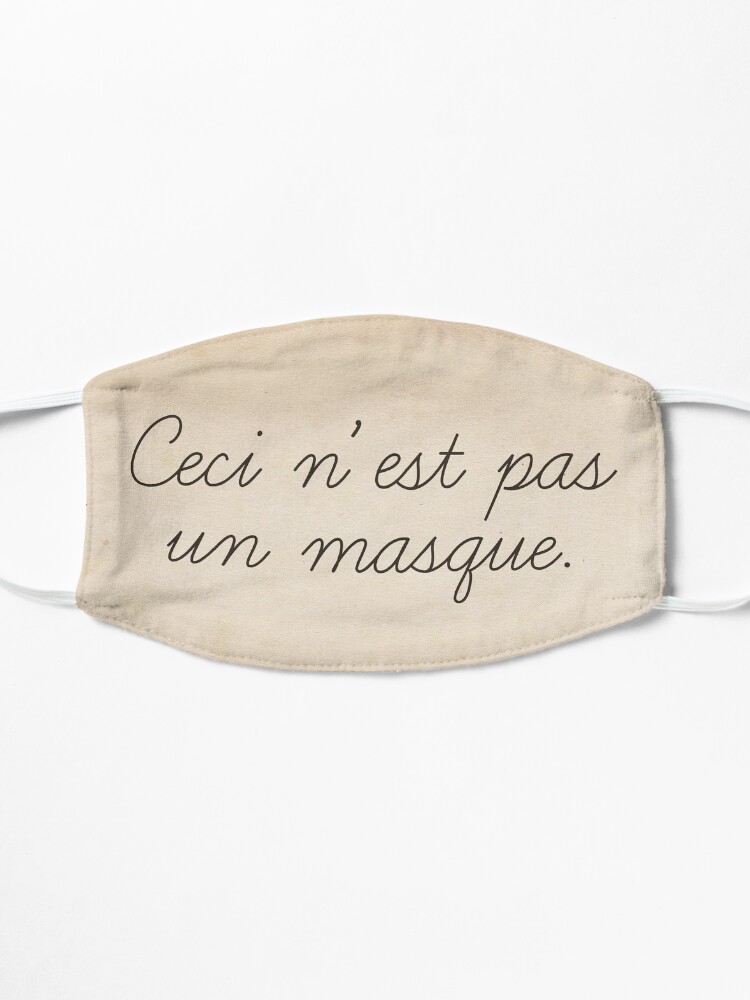 Alternate view of Magritte quote surrealist art style funny text. Ceci n'est pas un masque Mask