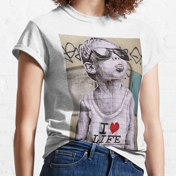 J'aime la vie garçon graffiti street art T-shirt classique