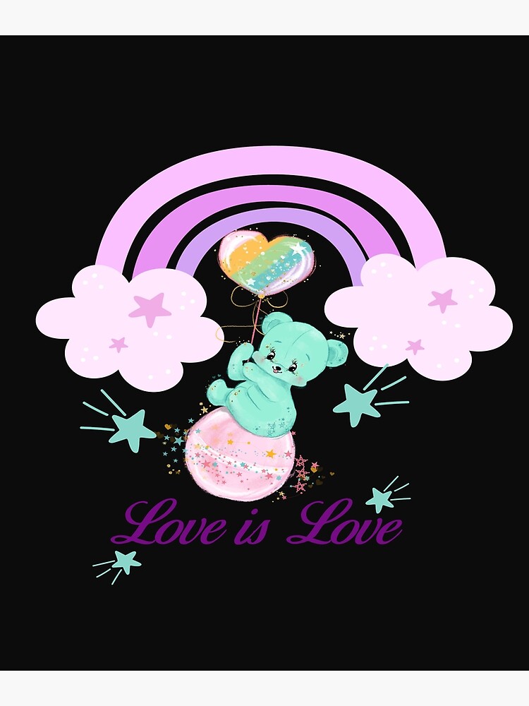 "Love is Love, Quote Rainbow, Pastel Lilac Purple, Stars Clouds, Cute ...