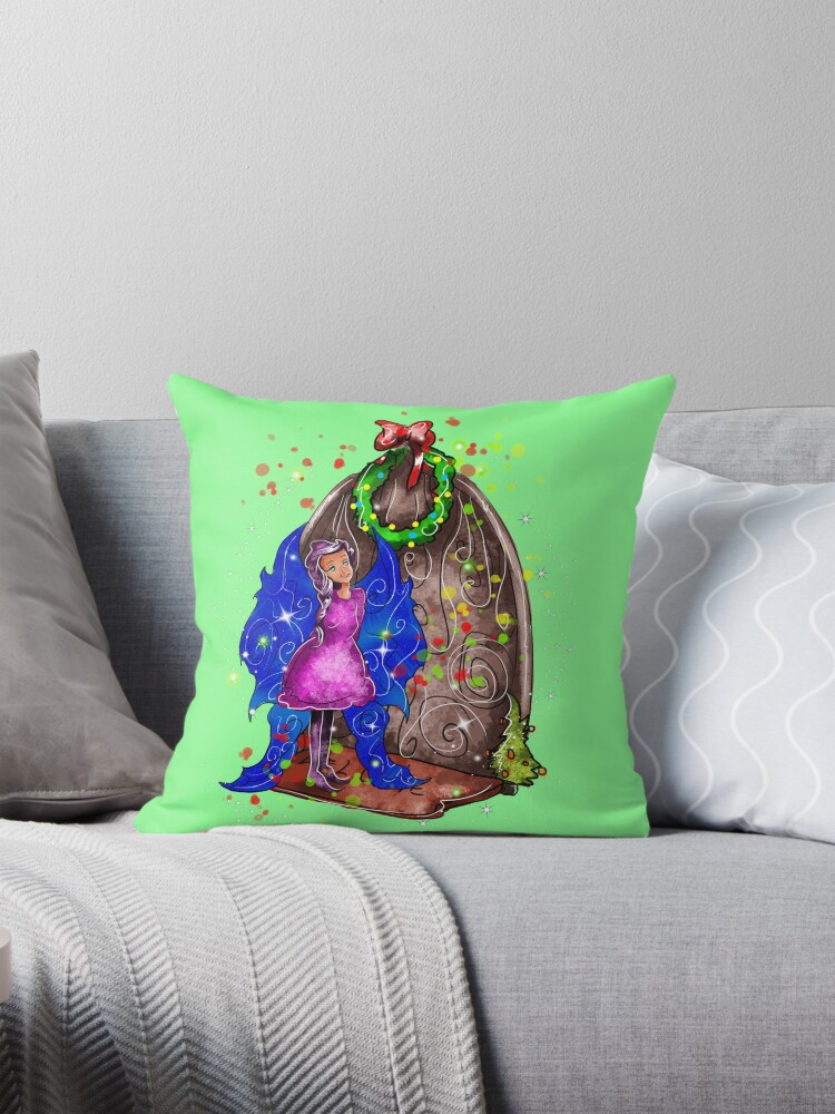 Thumbnail 1 of 4, Pillow, Hollydays Shimmer The Seasonal Door Fairy™ designed and sold by TeelieTurner.