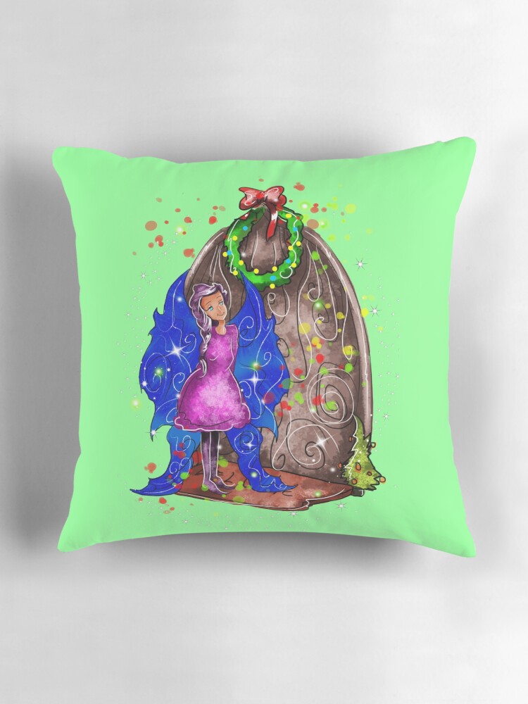 Thumbnail 3 of 4, Pillow, Hollydays Shimmer The Seasonal Door Fairy™ designed and sold by TeelieTurner.