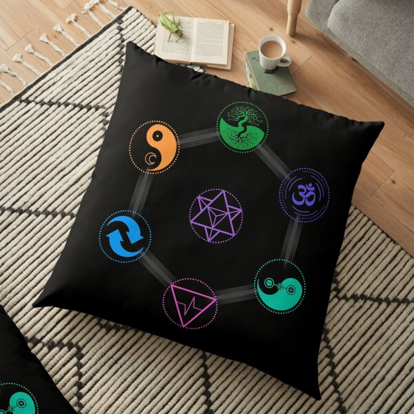 The 7 Universal Principles of Alchemy - Shee Symbols Floor Pillow