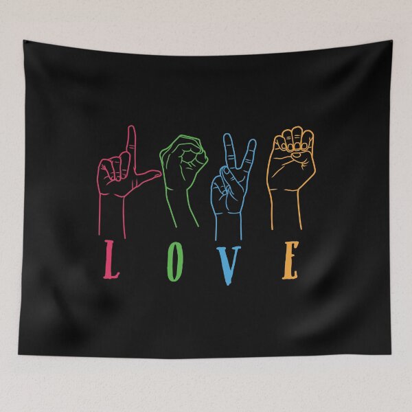 Item preview, Deaf Awareness Rainbow Colors Sign Language LOVE Hands print designed and sold by tronictees.