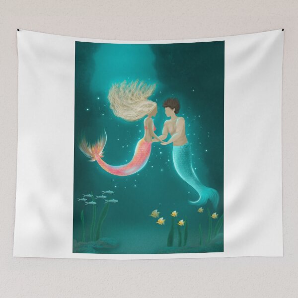Item preview, MerLove in the ocean- Mermaid and Merman in Love designed and sold by DesignTreasure.
