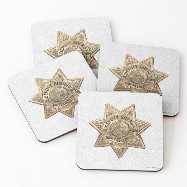 Item preview, San Francisco Sheriff's Office - SFSO Deputy Sheriff Badge over White Leather designed and sold by Serge Averbukh Art Studio.