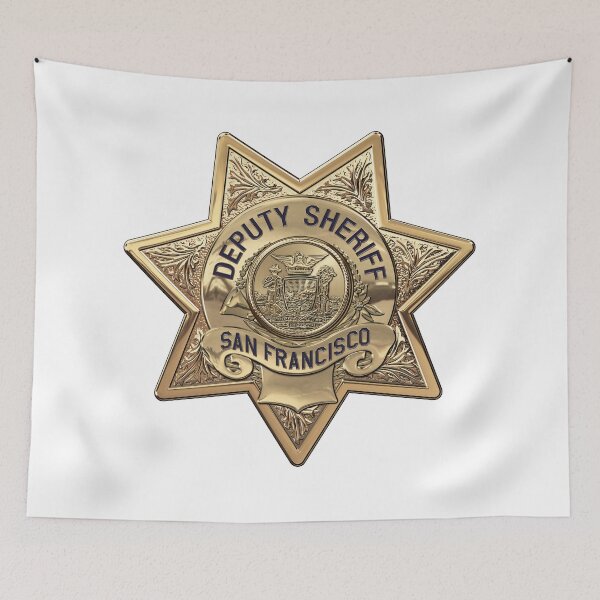 Item preview, San Francisco Sheriff's Office - SFSO Deputy Sheriff Badge over White Leather designed and sold by Serge Averbukh Art Studio.