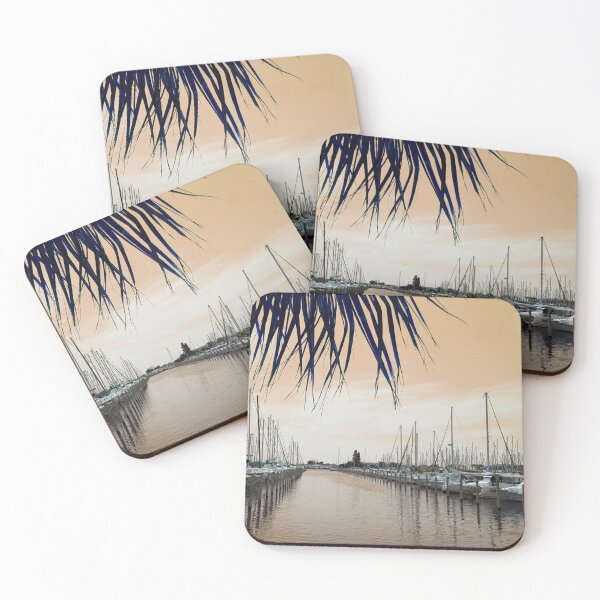 Item preview, Harbor and palm escape (LGM photo worked in orange and blue) designed and sold by NatureNature.