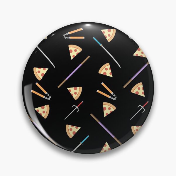 Item preview, TMNT weapons and pizza (black) designed and sold by animinimal.