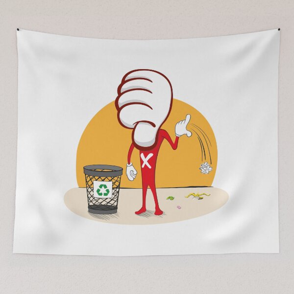 Item preview, NotLike Mascot, throwing trash on the floor instead of trash. Example of a wrong attitude, messing the streets. Ideal for catalogs, informational and educational designed and sold by LucianoCosmo.