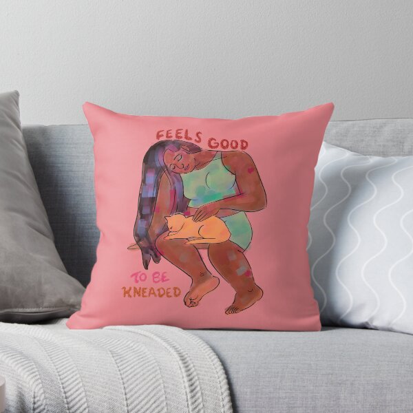 Feels Good To Be Kneaded - Cat Throw Pillow