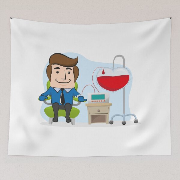 Item preview, Illustration of an executive office mascot, donating blood. Ideal for awareness raising and encouragement of blood donation designed and sold by LucianoCosmo.
