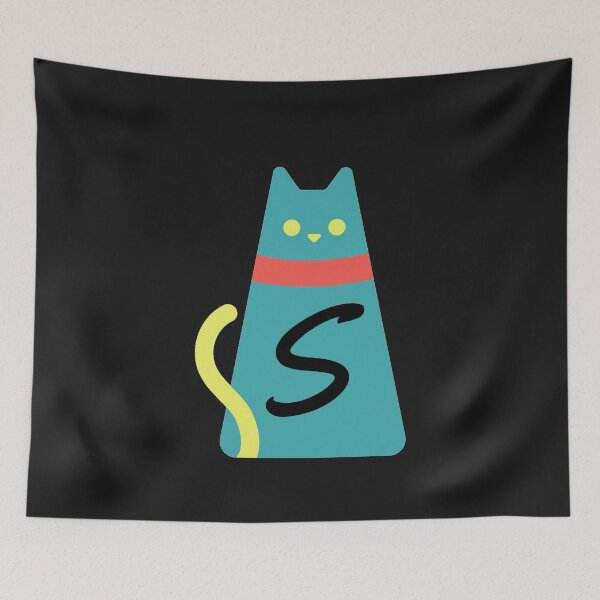 Item preview,  Alphabet  initial Letter S and black,red and yellow  cat designed and sold by dygo1986.