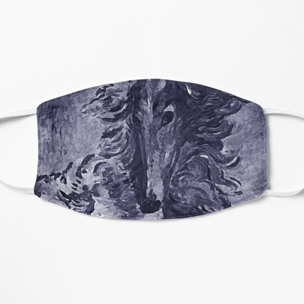 Borzoi Portrait Navy Flat Mask