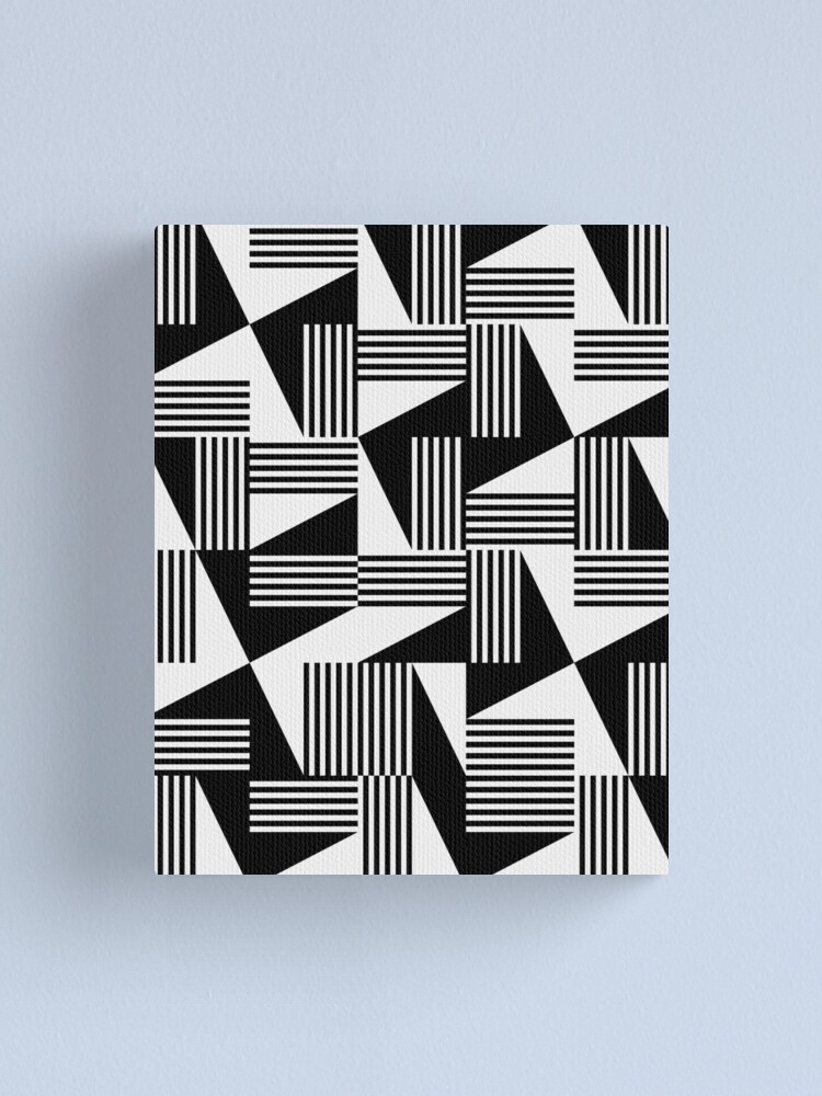"MID CENTURY MODERN Geometric Dynamic Triangle Pattern Black and White