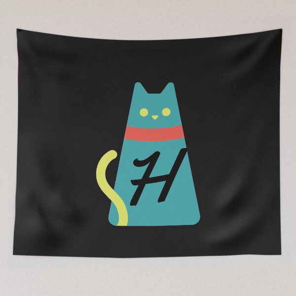 Item preview, Alphabet  initial Letter H and black,red and yellow  cat designed and sold by dygo1986.