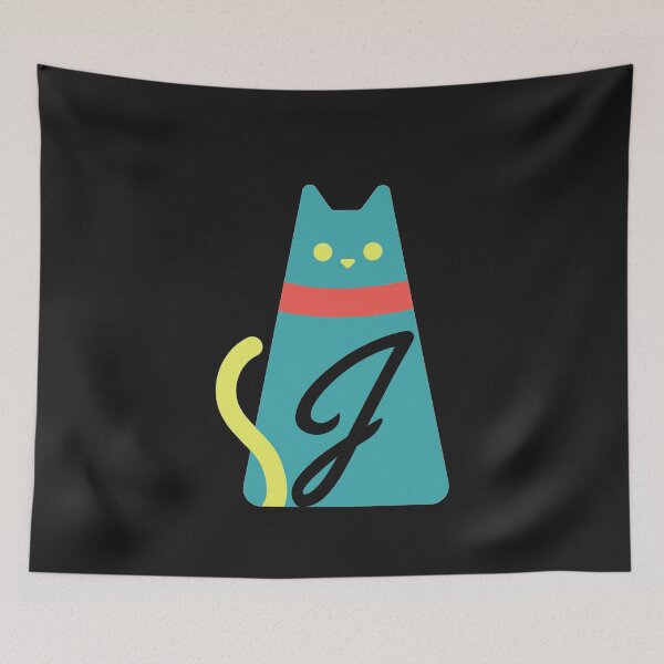 Item preview,  Alphabet  initial Letter J and black,red and yellow  cat designed and sold by dygo1986.