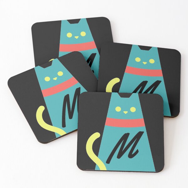 Item preview,  Alphabet  initial Letter M and black,red and yellow  cat designed and sold by dygo1986.
