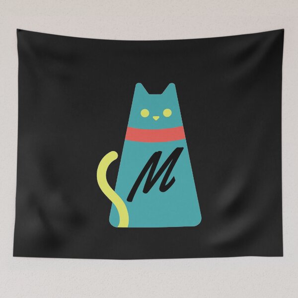 Item preview,  Alphabet  initial Letter M and black,red and yellow  cat designed and sold by dygo1986.