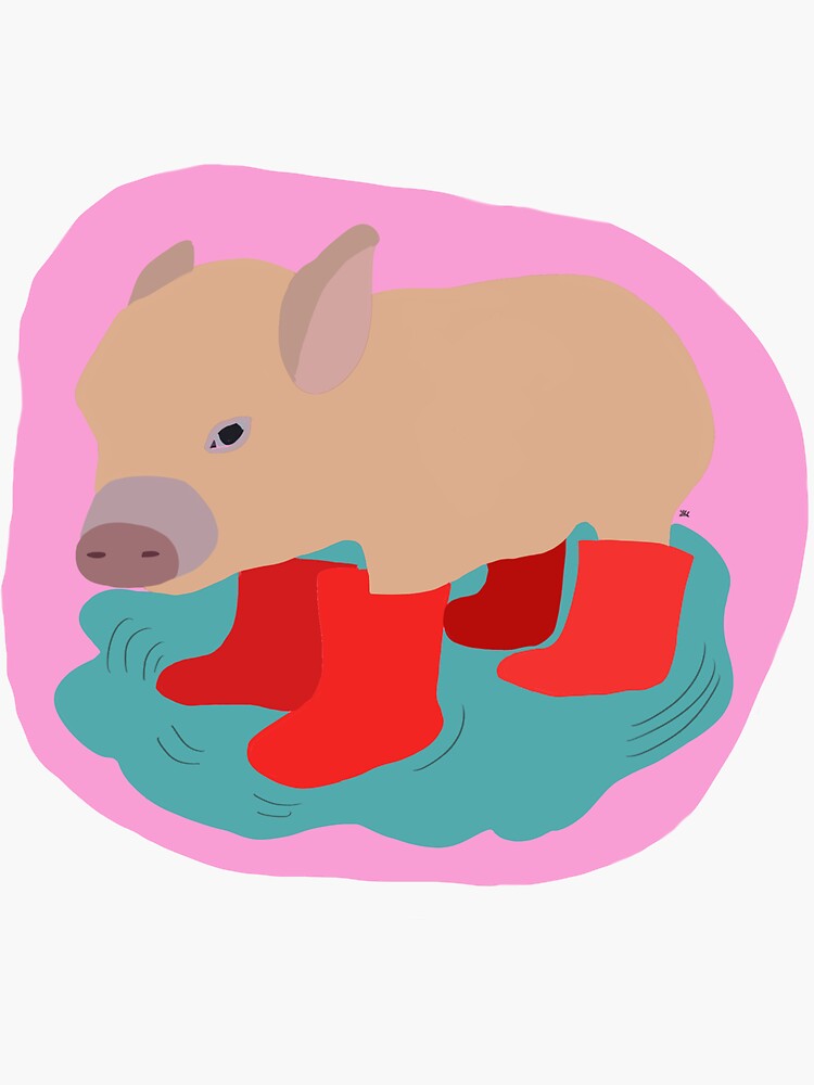 Pig in outlet red rain boots