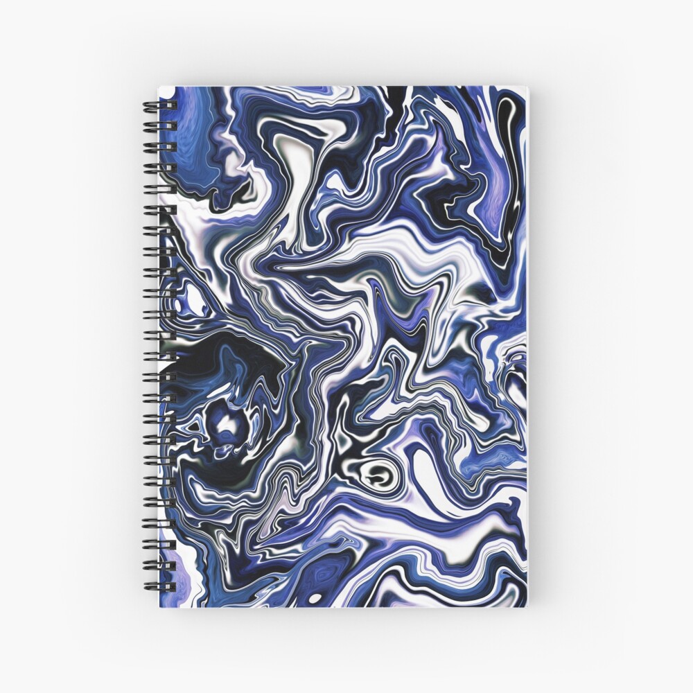 Blueberry Milk Dutch Marble Acrylic Paint Pour Spiral Notebook
