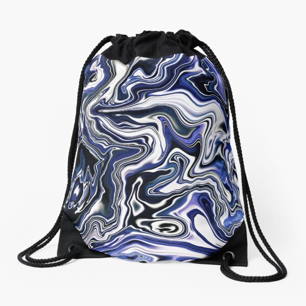 Blueberry Milk Dutch Marble Acrylic Paint Pour Drawstring Bag