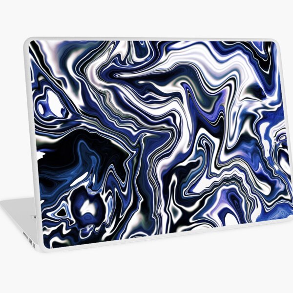 Blueberry Milk Dutch Marble Acrylic Paint Pour Laptop Skin